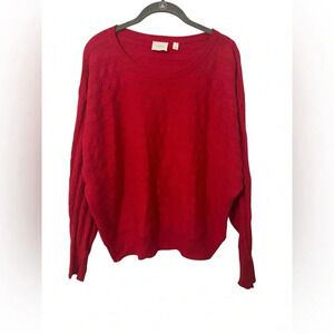 Cyrus Red Knit Slouchy Holiday Coz Comfy Long Sleeve Crewneck Sweater Size Large